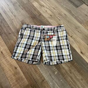 Brand new Roxy black white and yellow plaids shorts size 11